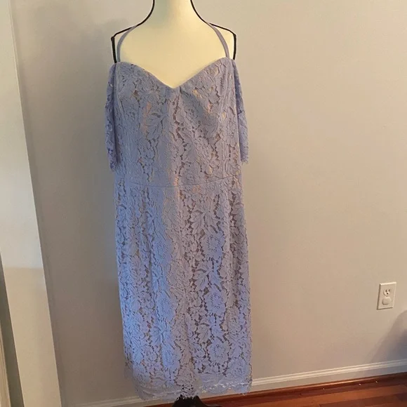 City Chic NWT powder blue off the shoulder size XXL /24 dress - Picture 2 of 10